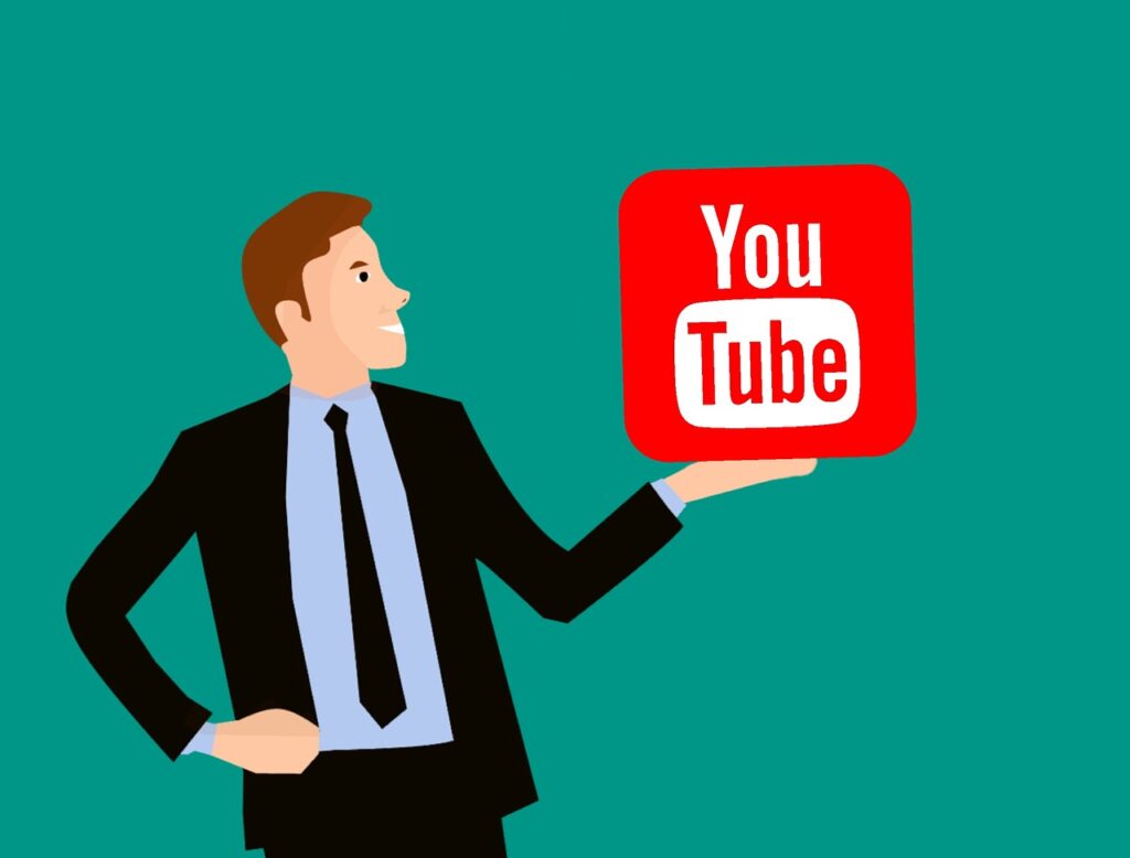 Person holding youtube logo