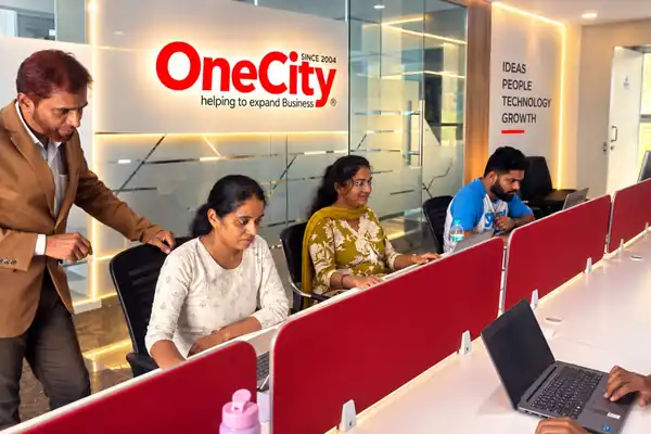 The open-plan floor at the OneCity Bengaluru office