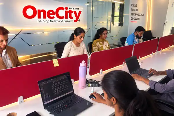 The OneCity Technologies team at work in the Bengaluru office